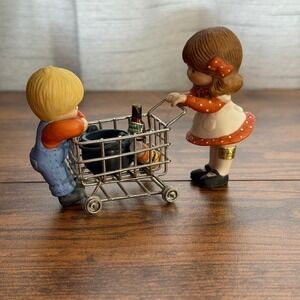 Country Cousins Enesco Sarah and Skip‎ with Shopping Cart and Groceries 1984